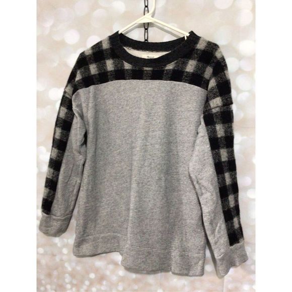 MADEWELL Buffalo Plaid Gray Black Sweater Size Small 🦬🦬 Wool Blend - Picture 1 of 12